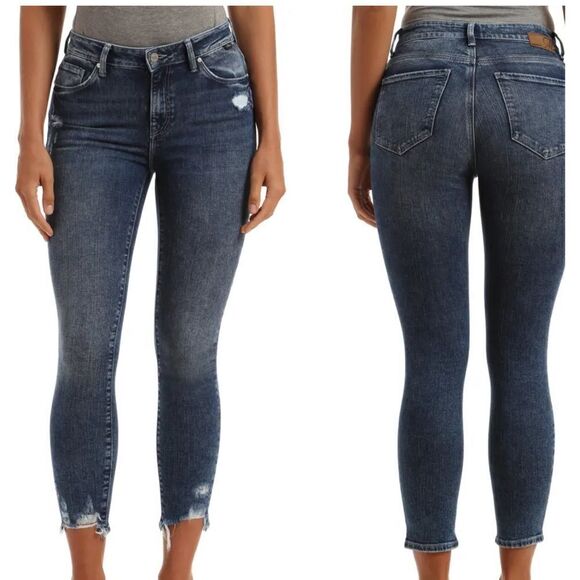 MAVI JEANS Tess High Waist Raw Hem Ankle Skinny Jeans Mid Destroyed Hem - Picture 2 of 8